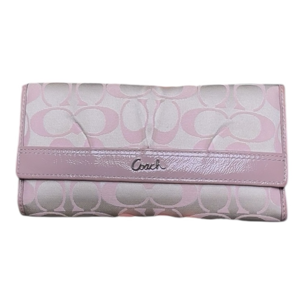 Coach Signature Stripe Patent Trim Wallet Lilac Purple - Picture 10 of 13